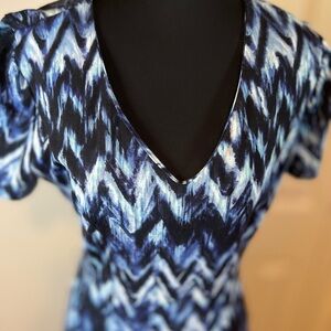 Cable & Gauge Blue and Black Patterned Top